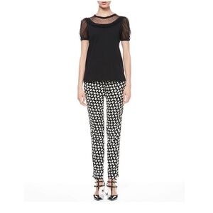 RED Valentino Bow-Print Slim Ankle Pants